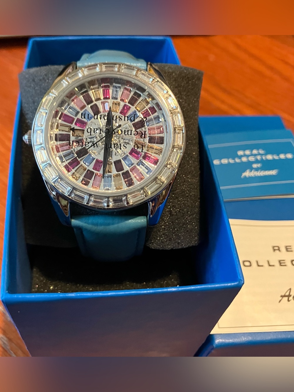 NEW in Box Real Collectibles by Adrienne Rare Crystal Mosaic Watch w/Blue Band